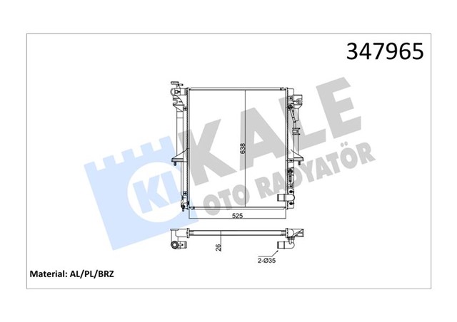RADYATOR BRAZING L200 07 MEK. 525X638X26