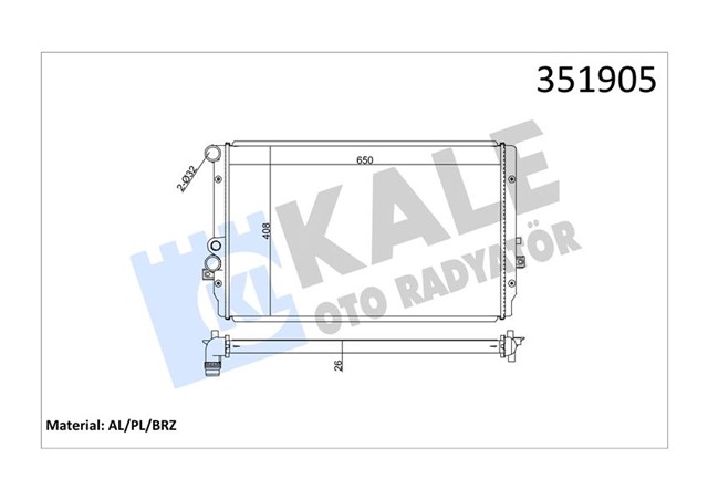 RADYATOR AL/PL/BRZ LEON - TOLEDO II - VOLKSWAGEN BORA - GOLF IV 1.9 TDI 00