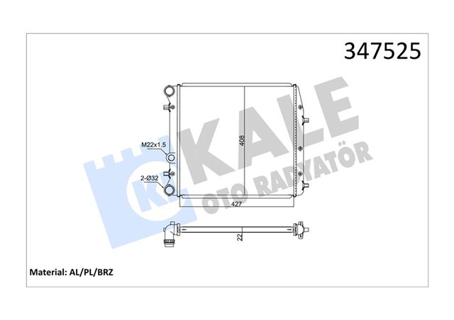 RADYATOR AL/PL/BRZ CORDOBA - IBIZA IV - V - POLO - FABIA 1.2/1.4/1.6 AZQ MT