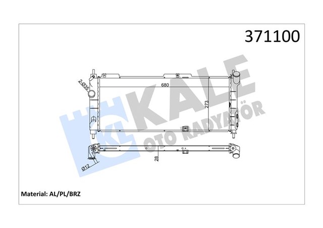 SU RADYATORU OPEL CORSA B - COMBO - TIGRA 1.2I 1.4I 1.6I 16V 93 MT AC BRAZING 680X273X28