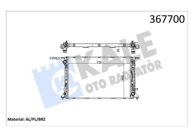 RADYATOR AUDI A4 - A5 - Q5 2.7TDI - 3.0TDI - 3.2FSI - 3.0TFSI 08 720X468X36 AL - PL - BRZ