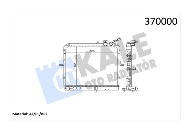RADYATOR KIA K2500 AL/PL/BRZ 400X538X26