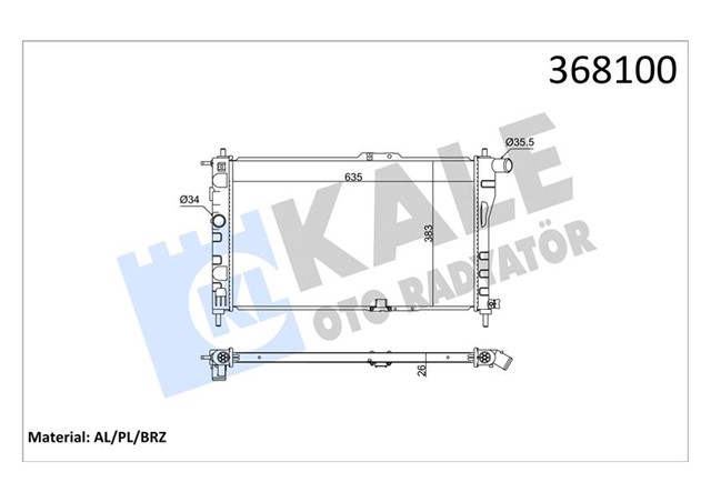 SU RADYATORU DAEWOO ESPERO 1.8 95 - 97 AT AC NAC BRAZING 635X383X26