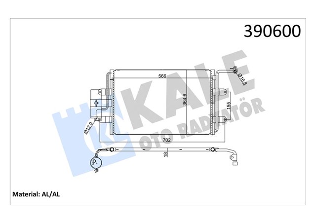 KLIMA KONDENSERI BORA - GOLF IV - A3 - OCTAVIA LEON - TOLEDO 1.4 - 1.6 - 1.8 - 1.9 AL/AL 588X360X18