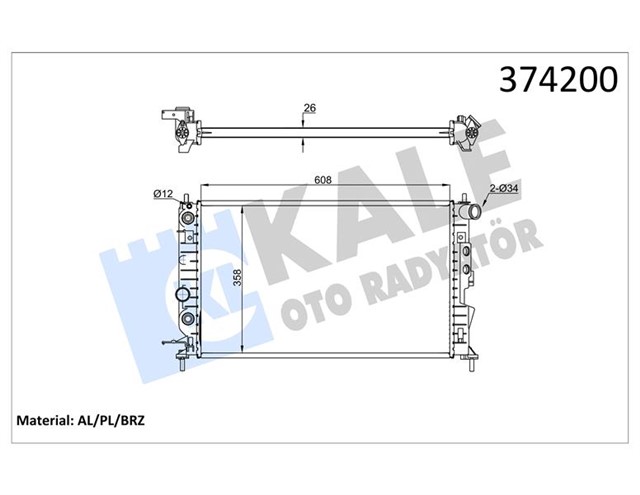 SU RADYATORU OPEL VECTRA B 1.6I 2.0I 1.6 1.8 2.0 2.2 16V 95 - 02 AT AC BRAZING 609X368X26 1300221 - 1300240 - 24402888 - 52464524 - 1300159 - 52479101 - 52484607 - 52464573 - 52479099 - 1300182 - 52488059
