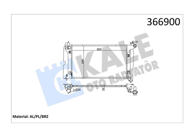 RADYATOR AVENSIS - COROLLA 1.4 - 1.6 VVTI AL/PL/BRZ 600X348X16
