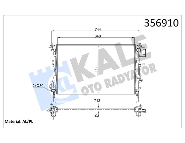 SU RADYATORU OPEL VECTRA C 1.6 1.8 1.6 16V 02 - 08 SAAB 9 - 3 1.8 2.0T 03 - 15 MT AC NAC MEKANIK 648X414X23