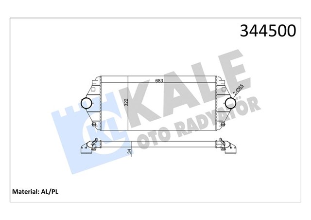 TURBO RADYATORU INTERCOOLER SCUDO - EXPERT - EVASION - JUMPY - 806 1.9TD - 2.0HDI AL/PL/BRZ 683X322X34