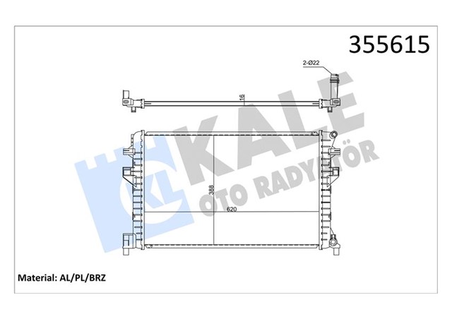 SU RADYATORU [620X395X16 MM] GOLF7 - PASSAT - A3 - LEON CJZB - CYVA - CJZA - CYVB - CPVA - CPTA - CHPA - CLHA - CLHB - CRKA - CRKB 1.2 - 1.4 TSI - 1.6 TDI 13 - 