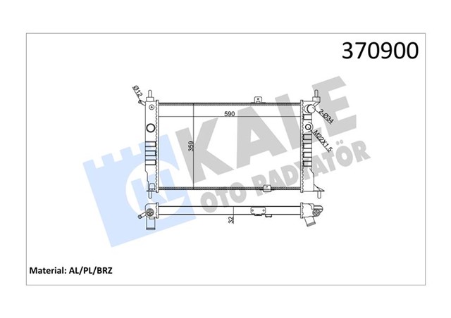 SU RADYATORU OPEL ASTRA F 1.4I 1.6I 1.8I 2.0I 91 MT AC BRAZING 590X359X32