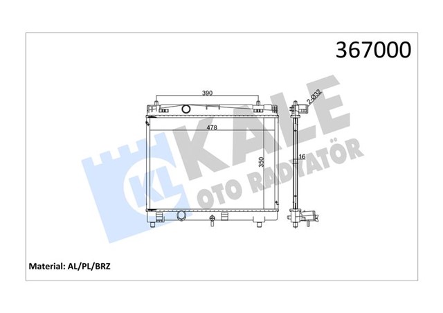 RADYATOR YARIS 1.0 - 1.3 VVTI 05 AL/PL/BRZ 350X478X16
