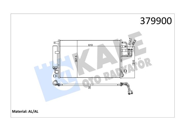KLIMA KONDENSERI HYUNDAI SONATA 2.4 - 3.3 05 TUCSON - SPORTAGE 2.0 CRDI - 2.7 04 - 10 AL/AL 610X375X16