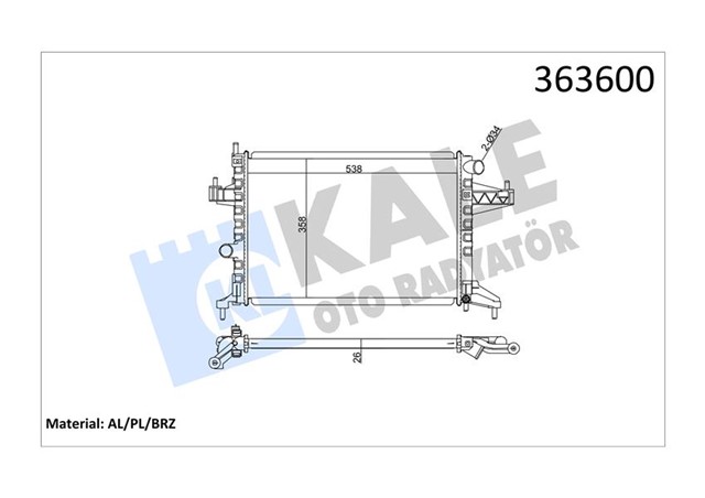 SU RADYATORU OPEL CORSA C 1.4 1.8 00 COMBO 1.6 1.6CNG 01 TIGRA 1.8 04 MT AC NAC BRAZING 538X358X26 95513833 - 9196689