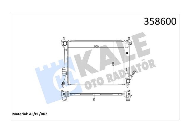 RADYATOR HYUNDAI I20 1.4 08 AL/PL/BRZ 500X388X16