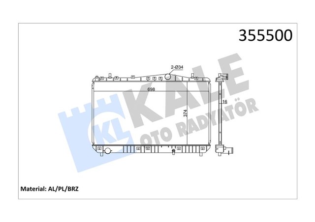 RADYATOR CHEVROLET REZZO AL/PL/BRZ 374X698X16