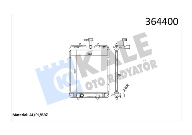 RADYATOR P107 - C1 - AYGO K4R 1.0 MEKANIK 375X328X16 AL - PL - BRZ