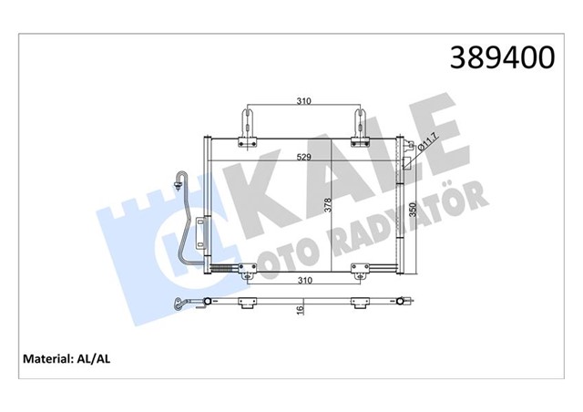 KLIMA KONDENSERI KNG 01 1.9DTI AL/AL 528X348X16