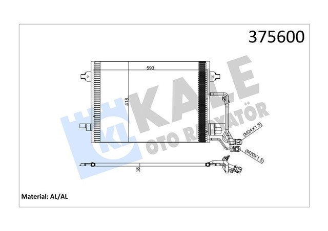 KLIMA KONDENSERI A6 AL/AL 615X420X18
