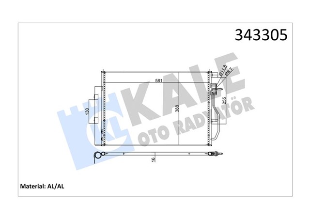 KLIMA KONDENSERI CHEVROLET AVEO 1.2I - 1.4I - 1.6 11 600X395X16 OTO. - MEK. AL/BRZ