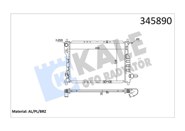 RADYATOR CHEVROLET MATIZ 0.8 - 0.8 LPG - 1.0 - 1.0 LPG - SPARK 0.8 - 1.0 SX 05 AL/PL/BRZ