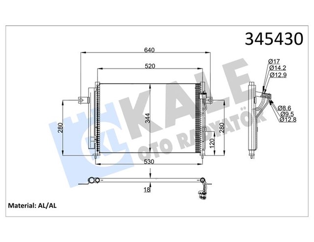KLIMA KONDENSERI HYUNDAI GETZ 1.1 - 1.3I - 1.4I 02 - 09 - I10 1.1 08 499X324X17 AL/AL