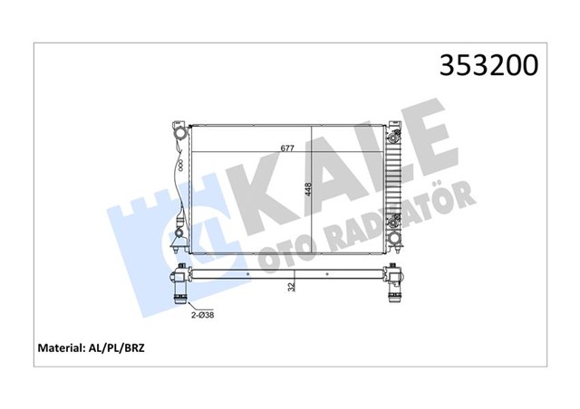 RADYATOR AUDI A6 2.8FSI - 3.0TFSI - 3.2FSI - 3.1FSI 05 - 11 OTOMATIK 677X448X32 AL - PL - BRZ
