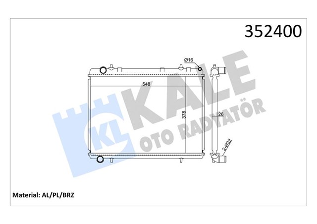SU RADYATORU PEUGEOT 307 - CITROEN C4 1.6HDI 2.0 16V 04 MT AC NAC BRAZING 378X548X26