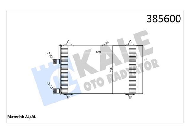 KLIMA KONDENSERI 307 00 2.0HDI AL/AL 540X358X16