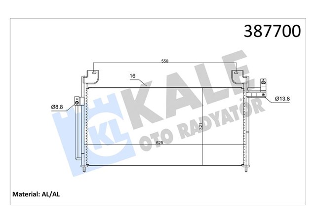 KLIMA KONDENSERI MAZDA 323S VI AL - AL 625X288X18
