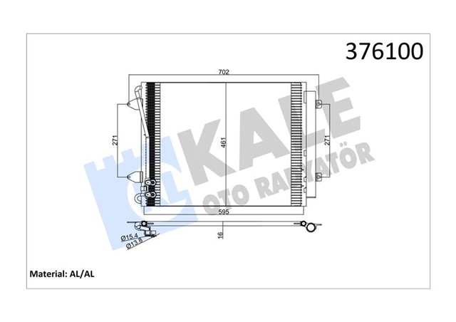 KLIMA KONDENSERI PASSAT 05 1.4TSI - 1.8TSI - 2.0TSI - 3.2FSI - 3.6FSI 575X460X16 AL/AL