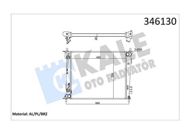 RADYATOR KIA SOUL 1.6I 09 OTOM 480X398X16 AL/PL/BRZ