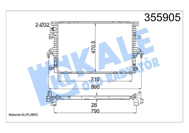 RADYATOR VOLKSWAGEN MULTIVAN - TRANSPORTER RADYATOR AL/BRZ 710X470.5X26