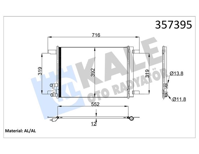 KONDENSER GOLF 14 - PASSAT 14 - AUDI A3 13 - SEAT LEON 123 - SKODA OCTAVI 12 - AL/AL