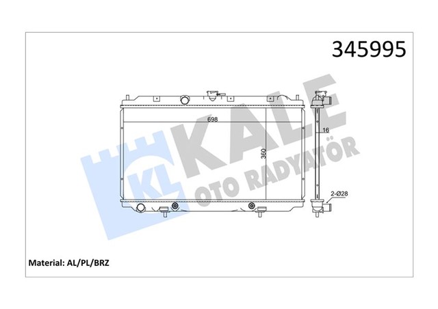 RADYATOR NISSAN ALMERA 1.8 00 PRIMERA 1.6 - 1.8 02 360X689X16 AC / - OTOM AL/PL/BRZ