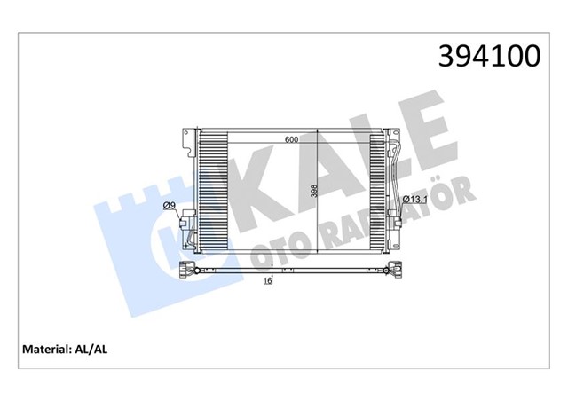 KLIMA RADYATORU C70 I 97 05 - S70 96 00 - V70 I 95 00 2.0 2.3 2.4 2.5 2.0 - 2.3 - 2.5 AL/AL 580X398X16