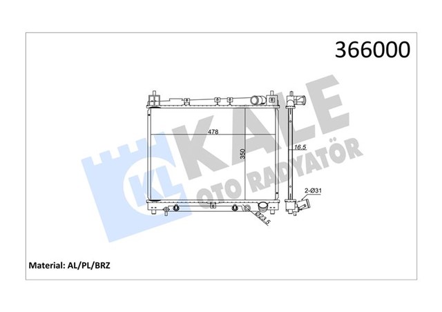 RADYATOR YARIS - YARIS VERSO AL/PL/BRZ 350X478X16