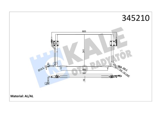 KLIMA KONDENSERI 306 II 97 - 01 BERLINGO 97 PARTNER 97 XSARA 97 - 00 1.4 - 1.6 - 1.8 568X341X16 AL/AL