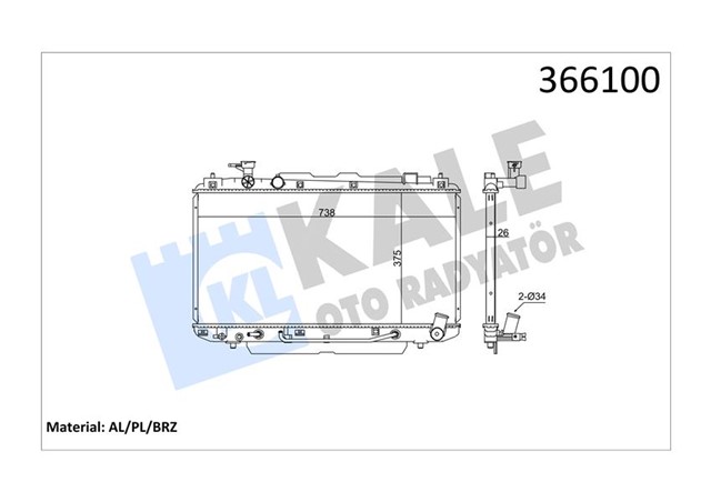 RADYATOR TOYOTA RAV 4 II AL/PL/BRZ 375X738X26