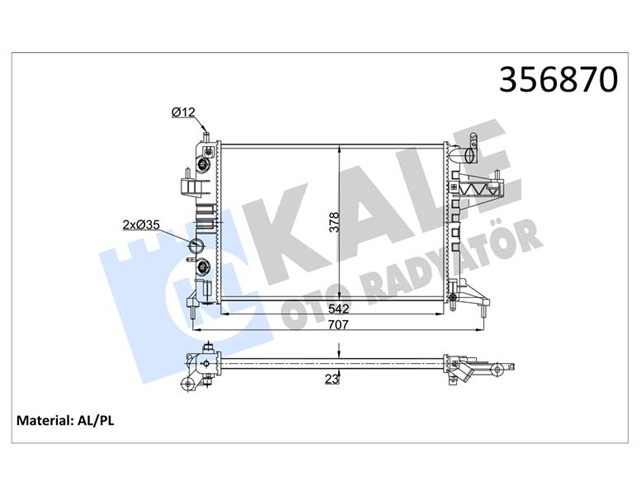 SU RADYATORU OPEL CORSA C - TIGRA 1.4 1.8 00 Z14XE AT AC MEKANIK 542X378X23