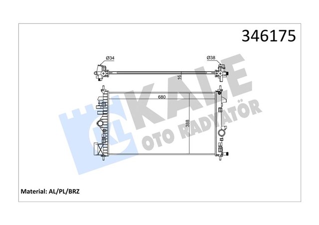 RADYATOR INSIGNIA - SAAB 9 - 5 1.6 - 1.8 08 AC MEK 680X378X16 AL/PL/BRZ