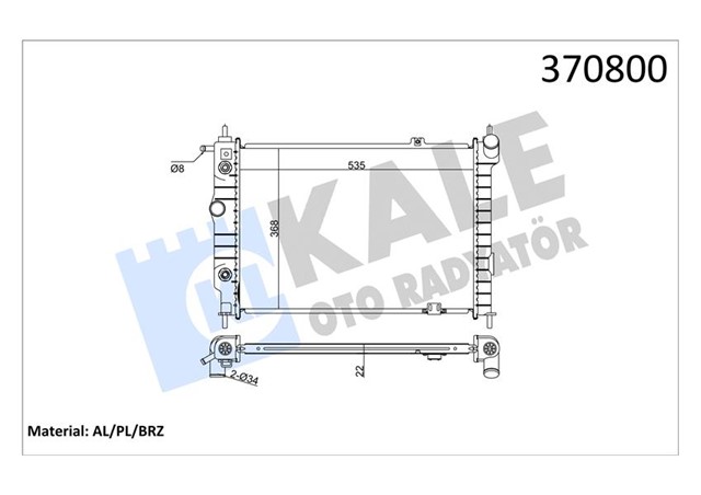 SU RADYATORU OPEL ASTRA F 1.4I 1.6I 2.0I 1.7D 93 - 98 AT NAC BRAZING 535X368X22 90443392