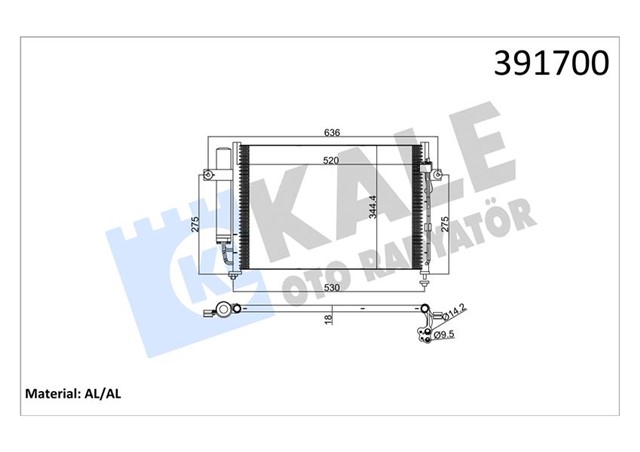 KLIMA KONDENSERI GETZ AL/AL 540X345X18