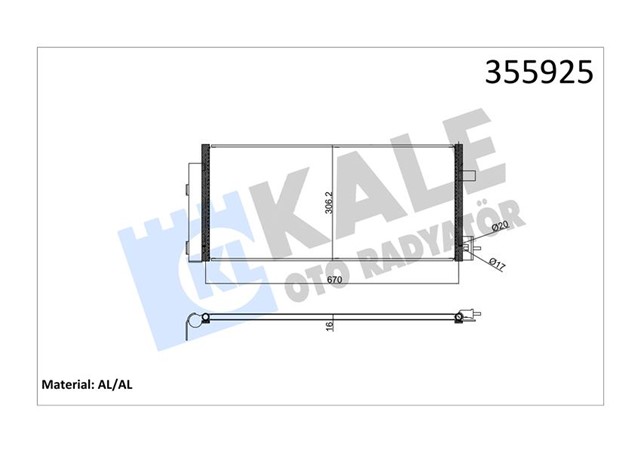 KONDENSER CHEVROLET AVEO KONDENSER AL/BRZ 650X306X16