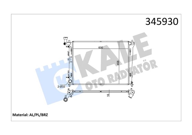 RADYATOR KIA CEED - PRO CEED 1.4 - 1.6 - 2.0 07 - 12 600X455X16 AC / - OTOM AL/PL/BRZ
