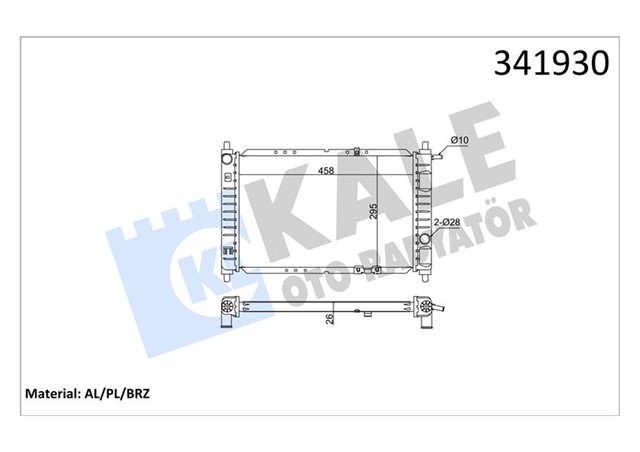 SU RADYATORU DAEWOO MATIZ 0.8 98 MT BRAZING 458X295X26