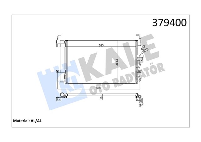 KLIMA KONDENSERI HYUNDAI COUPE - ELANTRA - LANTRA II 1.6 AL/AL 590X363X18
