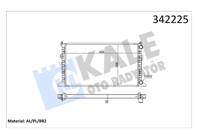 SU RADYATORU VW GOLF III - IV - CABRIOLET 2.0 91 - 02 MT AC NAC BRAZING 626X358X32 1HM121253A - 1HM121253C - 1HM121253K - 1HM121253Q - 1HM121253R - 1EM121250A - 1HM121253G - 1HM121253J - 1HM121267E