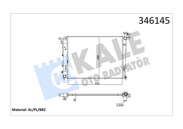 RADYATOR HYUNDAI IX35 KIA SPORTAGE 1.6I - 2.0I 10 MEK 635X478X16 AL/PL/BRZ