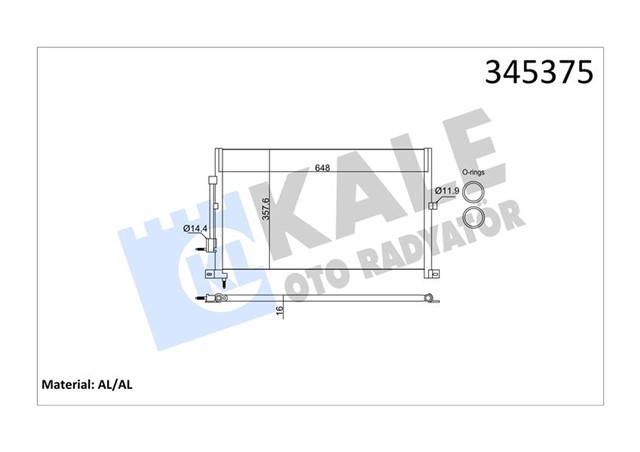 KLIMA KONDENSERI FORD MONDEO III 1.82.0TDCI - 2.5I V6 00 OTO. - MEK. 670X361X16 AL/AL