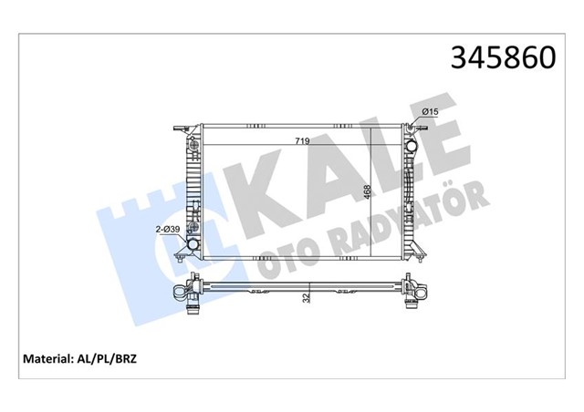 RADYATOR A4 RS4 GUATTRO 12 - 15 - A5 S5 - RS5 GUATTRO 07 720X470X32 AC / - OTOM AL/PL/BRZ